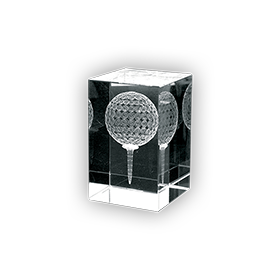 47. 6082 - Bloc cristal avec balle de golf 3D