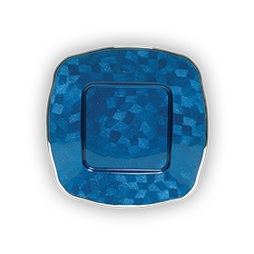 0602-31 - Assiette Bleue carré 31 cm Bord argenté